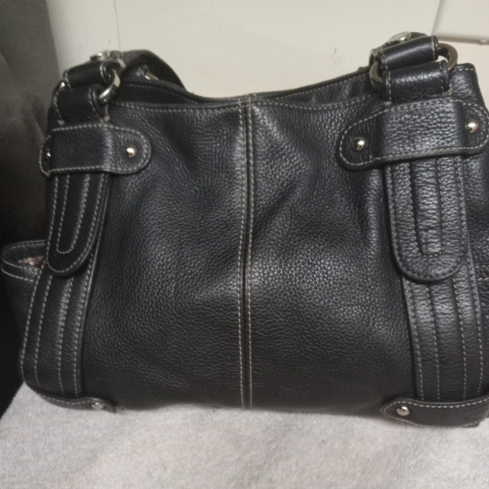 Women Black Leather Handbags Tignanello  12.5 inches by 8.5 inches
